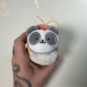 Gray and White Plush Panda Spam key chain